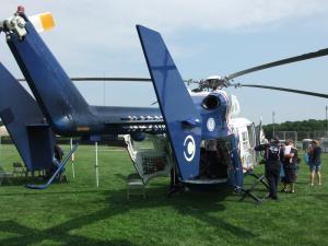 A Lifenet chopper attracts attention at Safe Kids Day Aug. 6. A state police chopper also flew in during the safety event. BY TAGGART HOUCK
