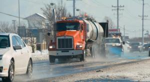 A DelDOT truck applies a brine solution along Route 1 to help melt snow and ice. RON MACARTHUR PHOTO