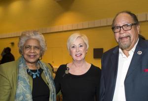 Estelle Parker-Selby, left, Ruth Briggs-King, R-Georgetown, and J. Cagney France chat during the Richard Allen Coalition Gala.