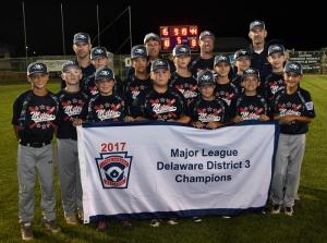 The Milton Major League All-Stars won their second District 3 title July 16 with an 18-8 victory over Nanticoke. Shown are in back (l-r) manager Zach Crouch, coach Trey Isaacs, coach Paris Mitchell and coach Brad Breasure. In front are Timmy Hitchcock, Luke Crouch, Paris Mitchell, Tyler Jacona, Malikye Wells, Bryce Dominick, Andrew Criswell, Jackson Isaacs, Gage Joseph, Justin Marsh, Owen Daminger, Carter Breasure and Jayceon White.