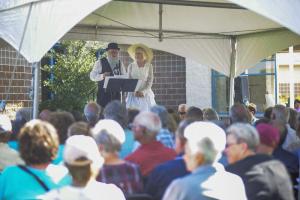 The Rev. Robert Todd and Anna Hazzard, performed by Roger and Patricia Truitt, visited for a brief worship service.
