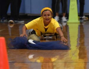 Junior Claire Rasin competes in the relay races for the junior class.