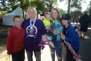 Ready for the walk is the Caring Home Care team from Dover. Shown are (l-r) Isaih Moyer, Dawn Sbriglia, Elijah Hudson, Jessica Hudson and DJ Moyer. Alzheimers walk