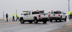 Access to Lewes Beach is closed around 3 p.m. Friday due to blowing and drifting sand. RON MACARTHUR PHOTO