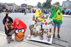 Orion Schlussel, 6, and his mother Michelle dressed as Angry Birds with Janet and Anthony Barbieri. BY NICK ROTH