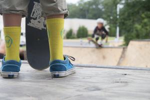 The skate park is now mostly plywood; the new concept is a concrete park designed by Jesse Clayton of Philadelphia, Pa. BY DENY HOWETH