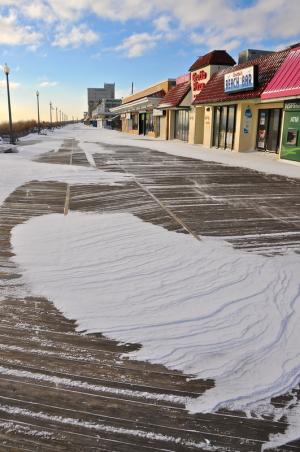 The Rehoboth Beach Boardwalk is a lonely place Jan. 22 thanks to single-digit temperatures. BY RON MACARTHUR
