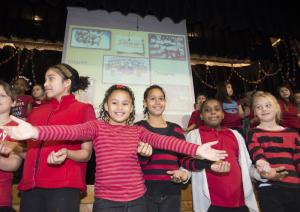 Dancing during the introduction are (l-r) Brittney Guerra, Kadence Jefferson, Keyllie Morin-Kane, Kamora Christopher and Baylee Wesson. BY DENY HOWETH
