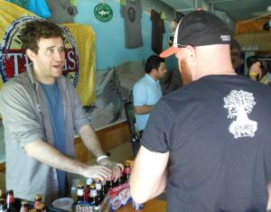 Bryan Wallace from TRÖEGS Brewing Company of Hershey, Pa., talks shop with Joe Touchton of Gumboro. BY CHRIS FLOOD