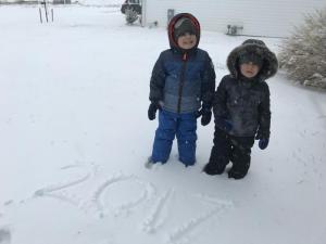 Chase and Landon Reifsnyder, of Milton are enjoying their snow day. GENESIS REIFSNYDER PHOTO