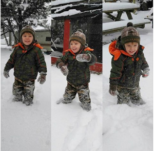 Edi Lecates had fun watching her 2-year-old grandson Ryver, who had a fierce case of snow fever.