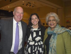 Rep. Pete Schwartzkopf, D-Rehoboth, left, Rehoboth Beach Commisioner Kathy McGuiness and Estelle Parker-Selby pose for a photo before the evening begins.