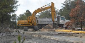 Workers have less than two months to complete the project with camping reservations being taken for Memorial Day weekend. RON MACARTHUR PHOTO