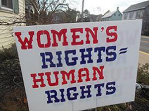 A Milton resident was told to remove these signs from her front yard because they violated town code. Now she’s suing the town for violating her right to free speech. ACLU OF DELAWARE PHOTO