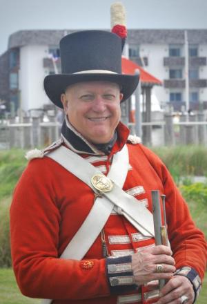 Tom Russell of Annapolis portrays a British Royal Marine of the First Company, Second Battalion, the unit that shelled Lewes in 1813. RON MACARTHUR PHOTO