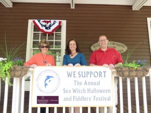 Berkshire Hathaway HomeServices Gallo Realty is a Swell Wave Sponsor for this year’s Sea Witch Festival. Shown are (l-r) Carol Everhart, chamber president and CEO; Michelle Esposito, rental department manager, Rehoboth Beach office; and Andrew Ratner, Berkshire Hathaway Gallo Realty vice president and broker, Rehoboth Beach office.