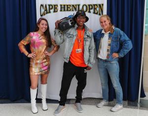 Cape Spirit Week’s Throwback Day included snazzy outfits with (l-r) Abby Derrickson, Tommy Rushin and Lee Lee Wilson.