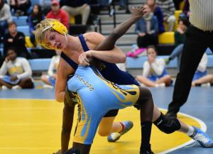 Beacon 112-pounder Carson Kammerer turns Mariner’s Joe Nsiah and pins him to move Beacon into a 30-10 lead.