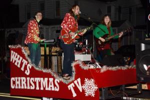 A band from Home Theater Solutions W-HTS TV performs live during the Lewes parade. The entry won third place in the commercial-float division.