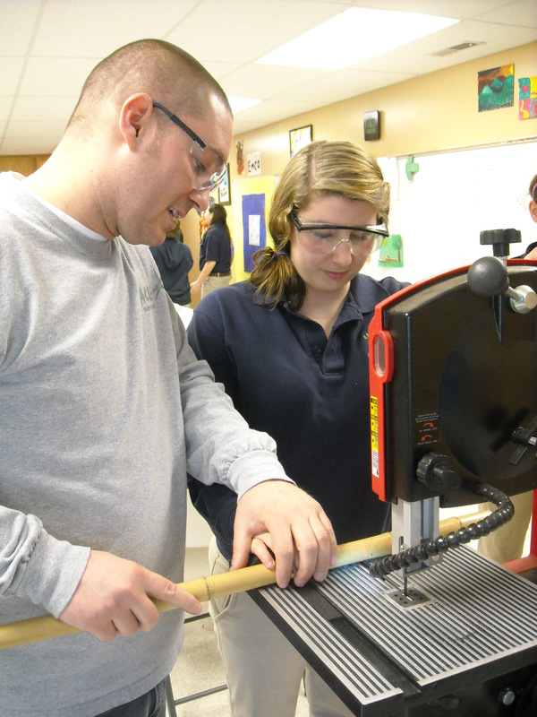 Eagle S Nest Students Make Picture Frames From Recycled Materials Gets A Lesson In Safety From Art Teacher Mike Hague At Eagle S Nest Academy Milton While They Cut Recycled Bamboo To Make Picture Frames