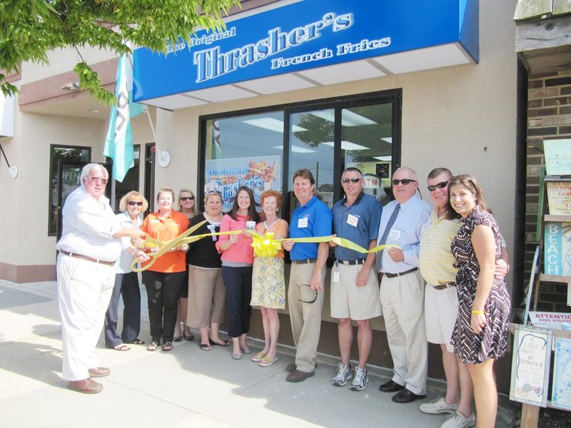 Celebrating the Bethany Thrasher's ribbon cutting are (l-r) Mike Jones, Thrasher’s president; Caryn Duncan, PNC; Maryann Mangum, PNC; Barbara Howard, PNC; Terri Mahoney, Comcast Spotlight; Lindsay Maurer, chamber member relations manager; Marilyn Panagopoulos, chamber ambassador; Les Morris, Thrasher’s general manager; David Goslee, Pepsi; Kevin Brady, WMDT and chamber president; Dean Langrall, Thrasher’s director of sales and marketing; and Helen Barnaba, chamber operations and events manager. SOURCE SUBMITTED