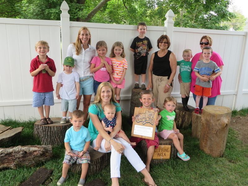 Students, owners and pre-school teachers assembled at Child's Play by the Bay to celebrate the certification of their new outdoor classroom. Shown in the back row (l-r) Chase Thompson, Chance Gunter, Alisha Melesky, Kiera Fletcher, Sasha Robbins, Alex Muncie, Lucille Curcio, Tyler Steele, Amy Burhop, Quinn Klutchnik and in the front row are (l-r) Dylan Yost, Sarah and Caroline Feist,Theo Hart and Ainsley Fitzgerald. BY MOLLY MACMILLAN