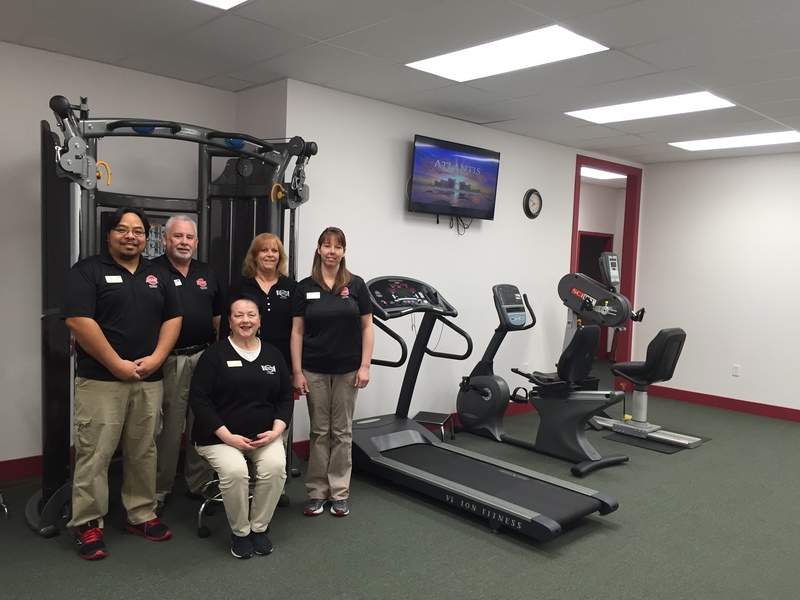 Dynamic Physical Therapy in Lewes's new expanded space includes an in-ground, heated pool. Pictured are in back (l-r) Regidor Verzosa, PT; Chris Pollinger; Debbie Smith; and Sharon Baxley, PTA. Seated in front is Joanne Carmasino. SOURCE SUBMITTED