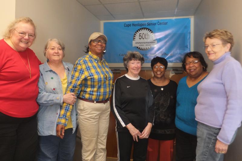 The Cape Henlopen Senior Center is celebrating the center's 50th anniversary this year, with proceeds going towards building a new center on Holland Glade Road. Members of the center's board include (l-r) Bobbie Hemmerich, Deborah Markow, Brenda Milbourne, Janice Willey-Dorrell, Bernita Hackney, Linda Bonville and Peggy Locke. BY RYAN MAVITY