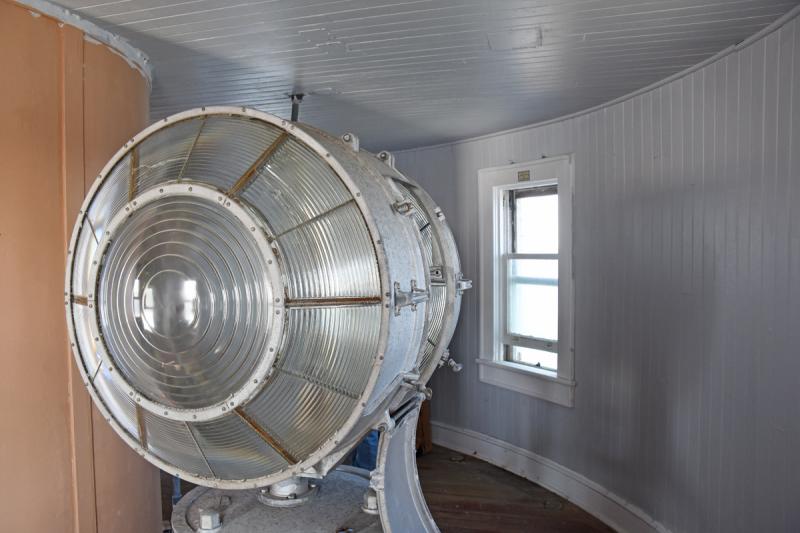 The former 100-watt lamp was pieced back together after it was found in the caisson of the lighthouse. NICK ROTH PHOTO