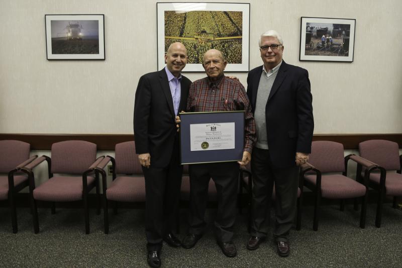 Shown are (l-r) Gov. Jack Markell, Bill Vanderwende and Secretary of Agriculture Ed Kee. SUBMITTED PHOTO