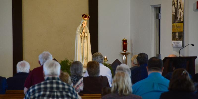 The International Pilgrim of Fatima is on a two-year U.S. Tour for Peace, making stops in all 50 states. Hundreds of area Catholics came to St. Jude the Apostle Church in Lewes to pray and take part in other spiritual activities during the iconic statue’s 18-hour visit to the church. RON MACARTHUR PHOTO