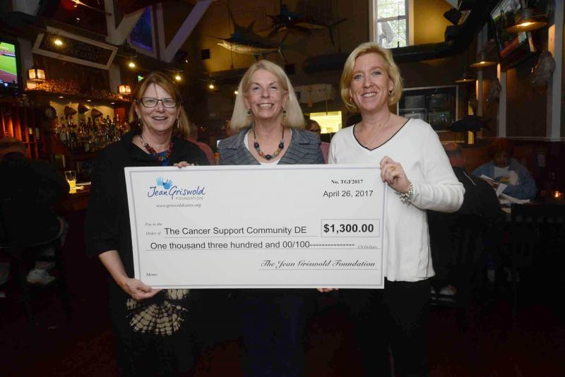 At the 35th Anniversary celebration for Griswold Home Care, the Jean Griswold Foundation presented a grant to the Cancer Support Community of Delaware. Shown at the check presentation are (l-r) MaryAnne Murray, owner, Griswold Home Care; Jo Allegro-Smith, Sussex County director, Cancer Support Community; and Beth Copeland, Griswold Home Care director. Griswold Home Care