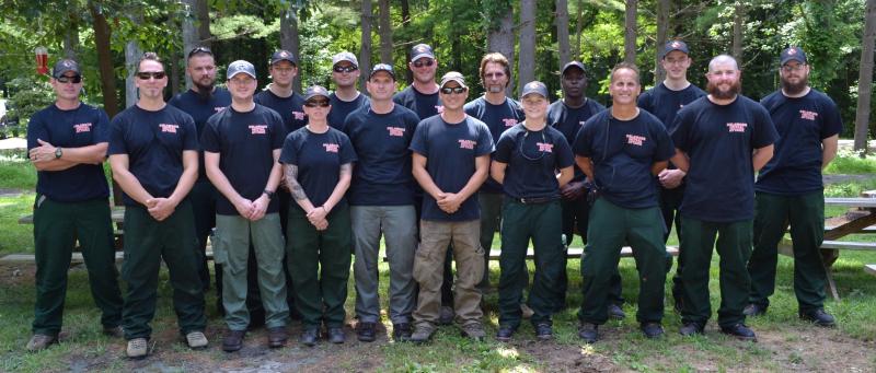 Delaware wildfire crew members shown are (l-r) Erich Burkentine of Milton, Bart Wilson of Dover, Jeff Wilson of Clayton, Daniel Mihok of Camden, Spencer Valenti of Dover, Nikki Testa of Newark, Nathaniel Sommers of Smyrna, Adam Keever of Newark, Brian Jennings of Harrington, Sam Topper of Federalsburg, Md., Doug Rawling of Newark, Hannah Small of Dover, Tyaire Ferrell of Wilmington, Mark Kammer of Magnolia, Chris Valenti of Dover, Justin Sauble of Dover and Zach Brown of Lewes. SUBMITTED PHOTOS