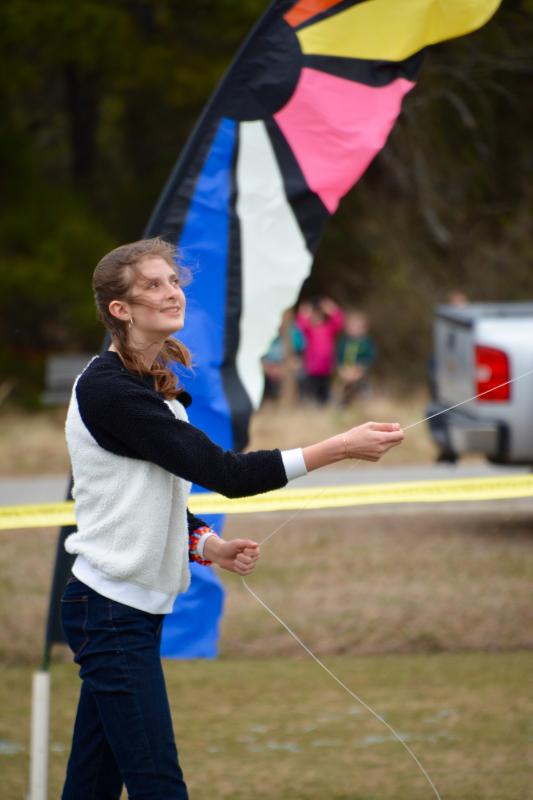 Anna Jungkeit of Leesburg, Va.,is flying a 30-year-old kite in the highest-kite competition, which she placed third.