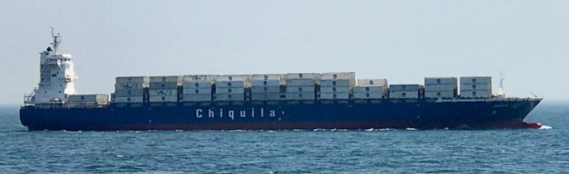 A Chiquita banana ship leaves Delaware Bay with a load of containers bound for Central America and another load of cargo. The Port of Wilmington is a major port of entry for bananas and other Central and South American fruit. Capt. Jon Kemmerly said larger container ships coming through the widened Panama Canal can each carry more than 12,000 20-foot containers. DENNIS FORNEY PHOTO