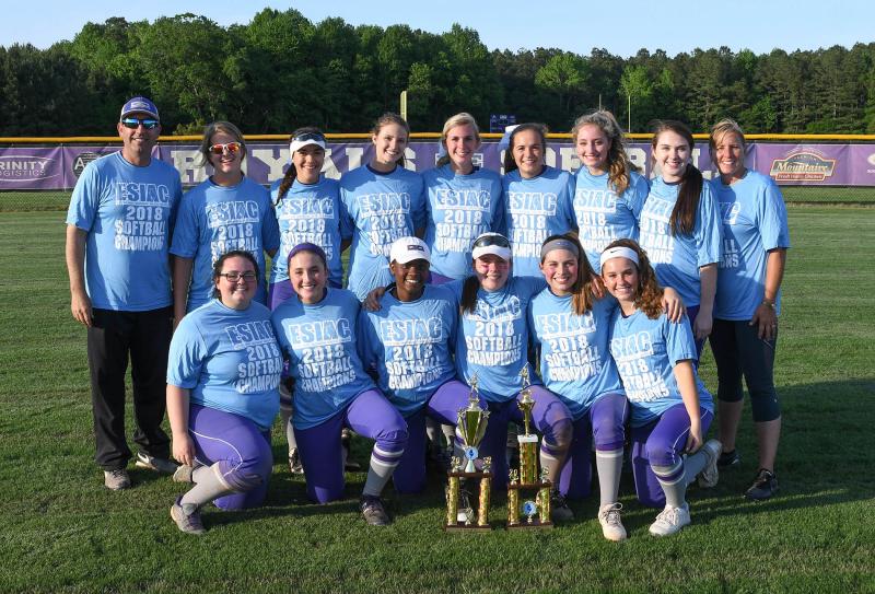 The Delmarva Christian softball team celebrated the ESIAC Championship at their home diamond May 21. Shown in back are (l-r) coach Keith Stonebraker, Kandance Schlabach, Siera Jones, Savannah Stewart, Camryn Breasure, Camryn Thompson, Ashlyn Stonebraker, Jaylah Culver and assisant coach Ronda Banning. In front are Morgan Waide, Erin Parker, Bre'a Purnell, Jordyn DiFava, Gracie Fetterman and Sydney West. DAN COOK PHOTOS