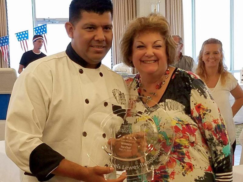 Fins Ale House/Big Oyster Brewery’s Chef William Somoza and his culinary team hit the jackpot this year with the most votes for Top Chef of the Culinary Coast and Best Reinvention of a Delmarva Tradition. He and his group of talented chefs were presented the award by Event Committee Chair Lana O’Hollaren. SUBMITTED PHOTOS