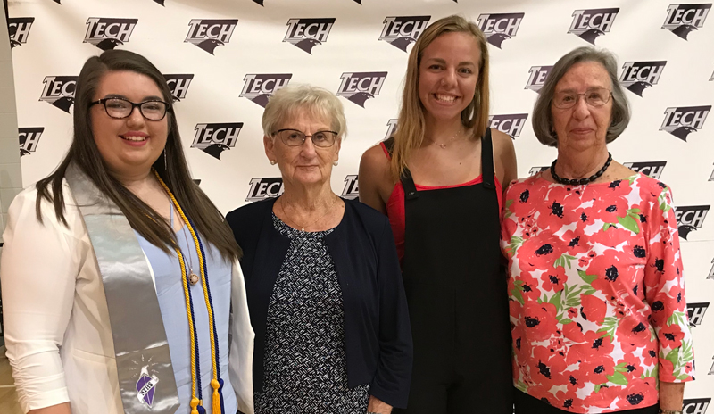 Gathered at the presentation are (l-r) Rebecca Arpie, who plans to attend the Margaret H. Rollins School of Nursing at Beebe Healthcare and University of Delaware; AARP Scholarship Chair Margaret Mitchell; Aliyah Browning, who plans to attend Arcadia University; and Fay Statler, AARP scholarship committee member. SUBMITTED PHOTO