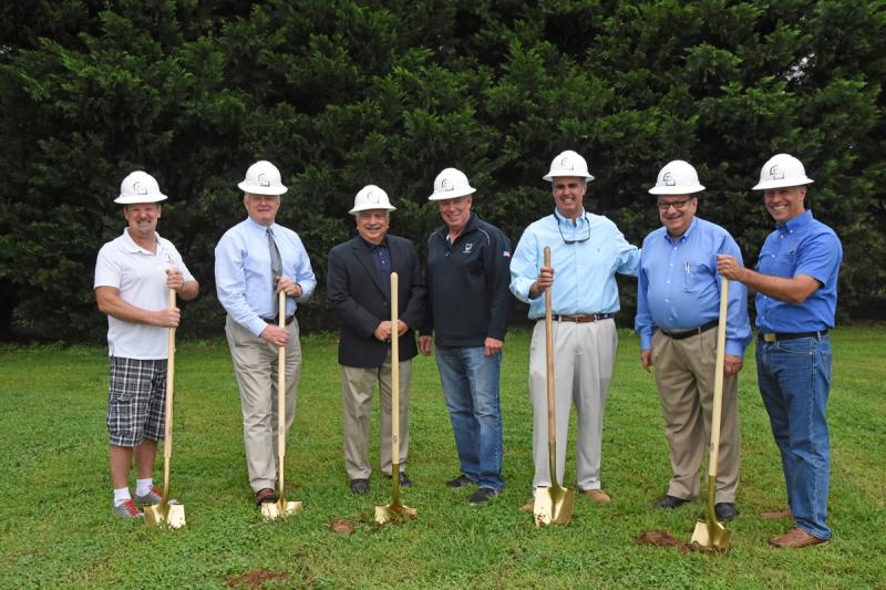 Shown at the ground breaking are (l-r) Dennis Nealen, Lewes Senior Center executive director; Lewes Mayor Ted Becker; Andy Zampini, Lewes Senior Center board president; Rep. Pete Schwartzkopf, D-Rehoboth Beach; Sen. Ernie Lopez, R-Lewes; Bob Backman, campaign chairman; and Rep. Steve Smyk, R-Milton. NICK ROTH PHOTOS