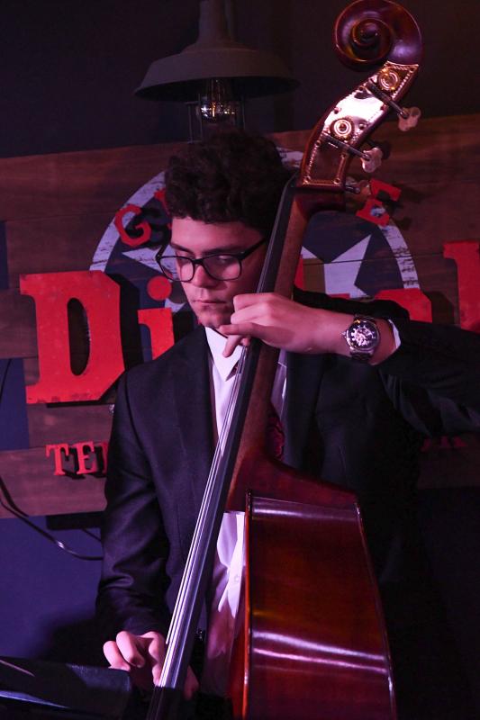 Lee Hoffmann plays the stand-up bass during the Cape Jazz Band performance at the Youth Jazz Appreciation Night at Bethany Blues Wednesday, Oct. 10. DAN COOK PHOTO