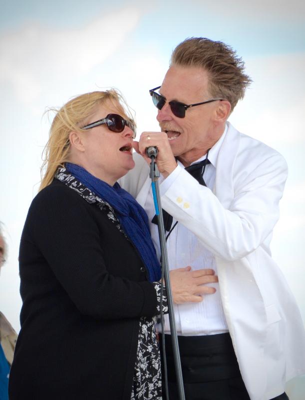 Peggy Raley and Eddie Sherman, founders and organizers of the True Blue Jazz Festival, sing “Night and Day” during a performance on the Bandstand in Rehoboth Beach. RON MACARTHUR PHOTO