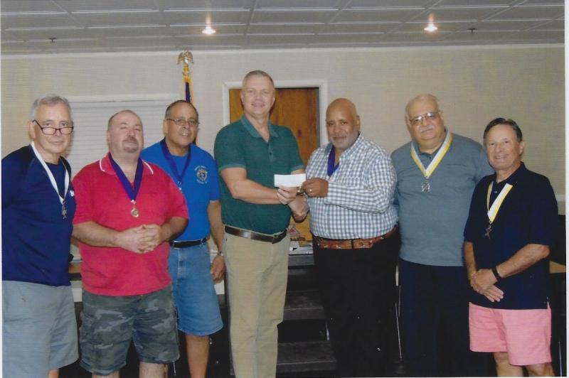 Check presentation attendees shown are (l-r) Jim Anderson, pro-life director; Frank Emmi, deputy grand knight; Rich Glorioso, treasurer; Buddy Snyder, special education instructor at Indian River; Robert Oliver, grand knight; Lou Maselli, financial secretary; and Larry Bucci, recorder. SUBMITTED PHOTO