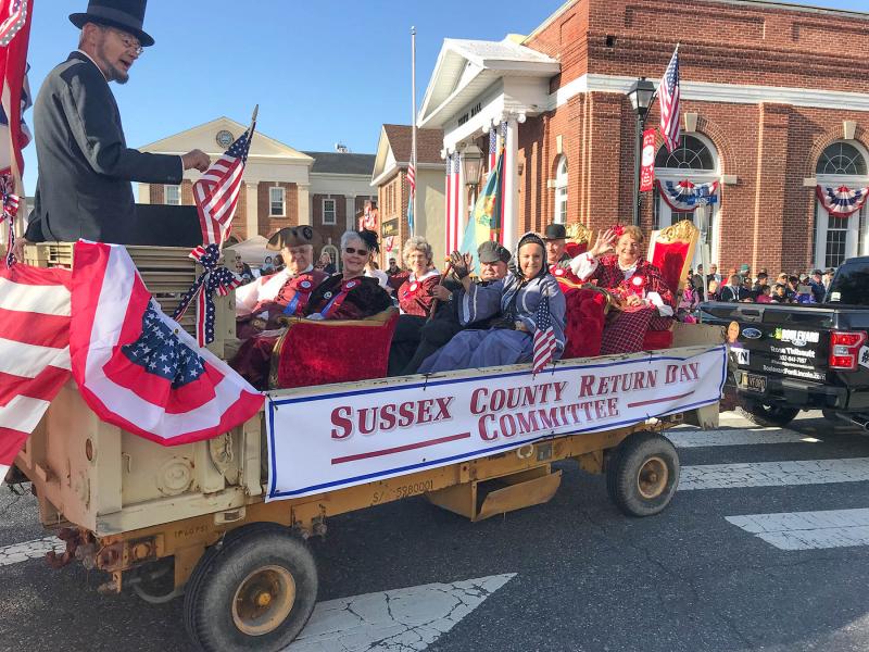Return Day is made possible by the tireless efforts of the Sussex County Return Day Committee, seen here in a float helmed by “Abe Lincoln,” aka Karl Haller.