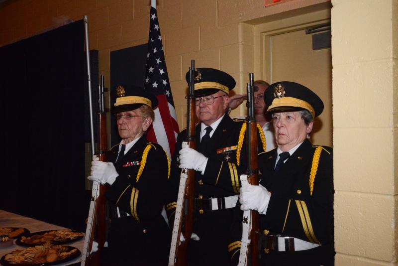 American Legion Post 28 honor guards come to present arms during the playing of “Taps.” Shown are (l-r) Patricia Trump, and Dick and Rosemary Kollar. CHEER Veteran Day
