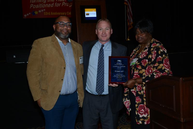 Comcast was the recipient of the Community Partners Award. Shown receiving the award are (l-r) Senior Business Account Executive Prentice Griifin, Director of Government and Regulatory Chris Comer and FSCAA Executive Director Bernice Edwards. FSCAA 53rd Anniversary