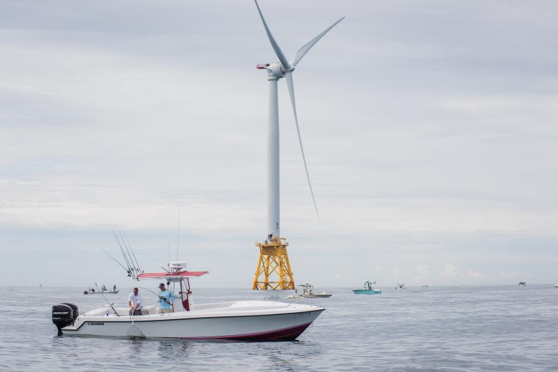 The offshore wind farm off Block Island, designed and constructed by Deepwater Wind over the past eight years, has already become a saltwater fishing hot spot. According to Lauren Burm of Ørsted, the fishing community and the turbines can co-exist like never before. ”Those structures in the water column create a reef effect,” said Burm. “Adding structure in an environmentally responsible way can attract all forms of marine life. At Block Island we’re seeing barnacles, seaweed and all kinds of critters on the structures. That all attracts the larger fish that fishermen like to go after.” ØRSTED/DEEPWATER WIND PHOTO