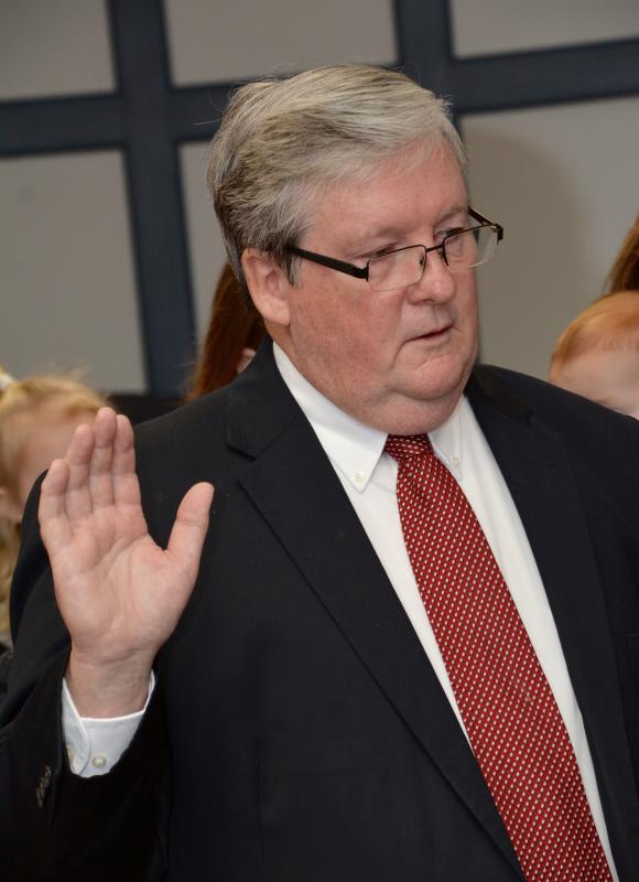 District 5 Sussex County Councilman John Rieley takes the oath of office prior to the Jan. 8 meeting.