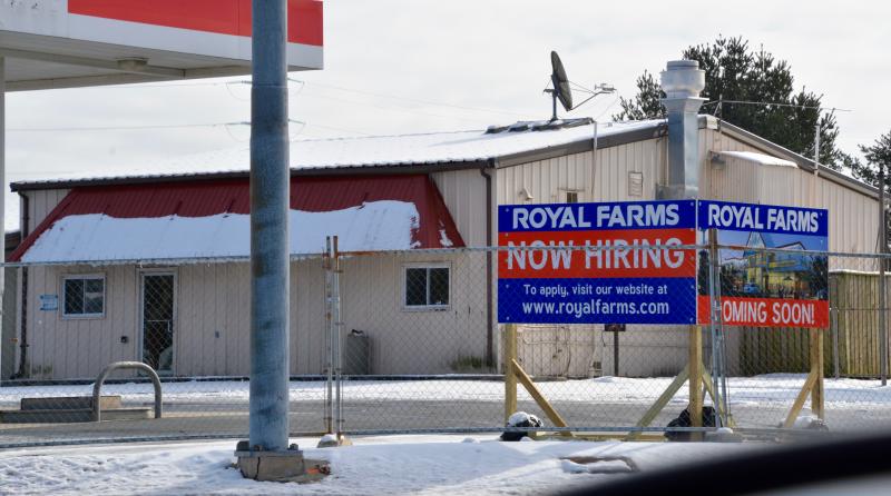 Demolition of the former Harbeson deli shopping center will begin soon as work on a new Royal Farms convenience store begins in Harbeson.