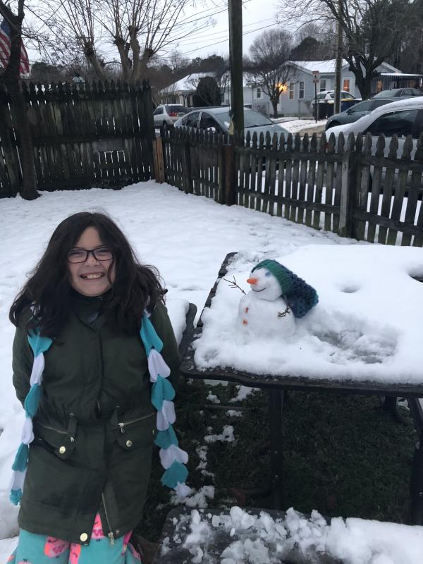 So creative! Sarah Fernandez of Lewes made a mini snowman named Tinsel McSlushy.