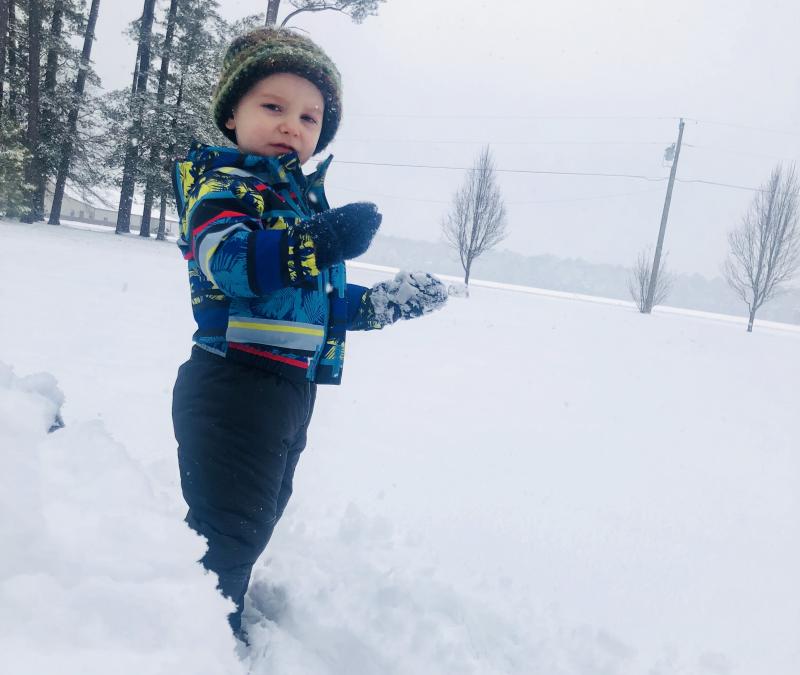 Weston Wharton of Georgetown is having a great snow day.